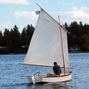 Devlin Mud Peep, a DYI duck hunting skiff, sprit rigged